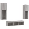 Unités murales TV avec LED 5 pcs gris sonoma bois d'ingénierie 