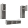 Unités murales TV avec LED 5 pcs gris sonoma bois d'ingénierie 