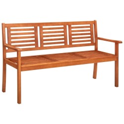 Banc de jardin 3 places avec coussin 150 cm Bois d'eucalyptus 