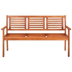 Banc de jardin 3 places avec coussin 150 cm Bois d'eucalyptus 