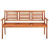 Banc de jardin 3 places avec coussin 150 cm Bois d'eucalyptus 