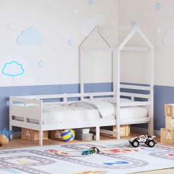 Lit de jour avec toit sans matelas blanc 90x190 cm bois massif 