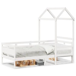 Lit de jour avec toit sans matelas blanc 90x190 cm bois massif 