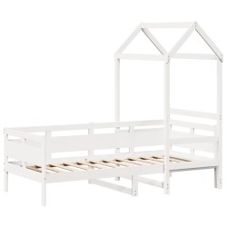 Lit de jour avec toit sans matelas blanc 90x190 cm bois massif 