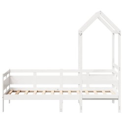 Lit de jour avec toit sans matelas blanc 90x190 cm bois massif 