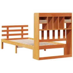 Lit bibliothèque sans matelas cire marron 90x190 cm pin massif 