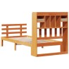 Lit bibliothèque sans matelas cire marron 90x190 cm pin massif 
