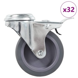 32 pcs Roulettes pivotantes à trou de boulon 75 mm 