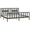 Cadre de lit avec tête de lit gris bois pin massif 180x200 cm 