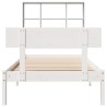 Lit bibliothèque sans matelas blanc 90x190cm bois de pin massif 