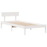 Lit bibliothèque sans matelas blanc 90x190cm bois de pin massif 
