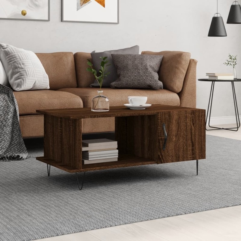 Table basse chêne marron 90x50x40 cm bois d'ingénierie Table basse chêne marron 90x50x40 cm bois d'ingénierie