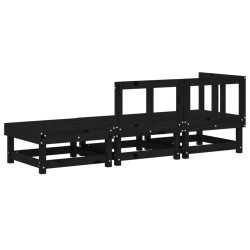 Salon de jardin 3 pcs noir bois massif de pin 