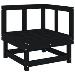 Salon de jardin 3 pcs noir bois massif de pin 