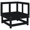 Salon de jardin 3 pcs noir bois massif de pin 