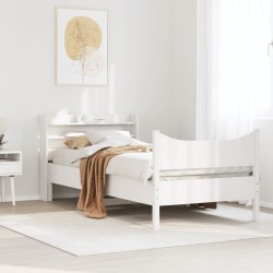 Cadre de lit avec tête de lit blanc 90x190cm bois de pin massif 