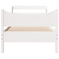 Cadre de lit avec tête de lit blanc 90x190cm bois de pin massif 