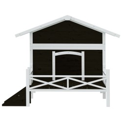 Chenil gris 159x120x88,5 cm bois de pin solide 