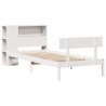 Lit bibliothèque sans matelas blanc 90x200cm bois de pin massif 