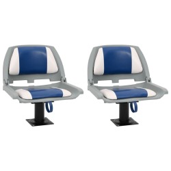 Ensemble de sièges de bateau pliables 4 pcs bleu et blanc 