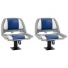 Ensemble de sièges de bateau pliables 4 pcs bleu et blanc 