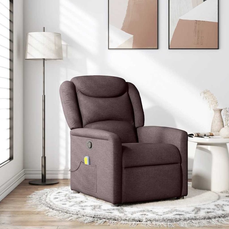Fauteuil de massage inclinable Marron foncé Tissu 