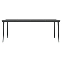 Table à dîner de jardin Noir 200x100x74 cm Acier et verre 