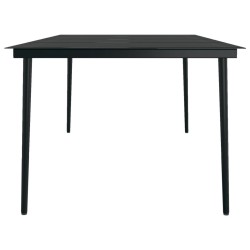 Table à dîner de jardin Noir 200x100x74 cm Acier et verre 