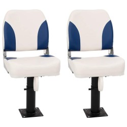 Ensemble de sièges de bateau pliables 4 pcs bleu et blanc 