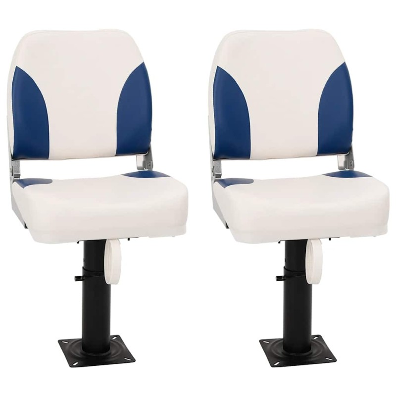 Ensemble de sièges de bateau pliables 4 pcs bleu et blanc 