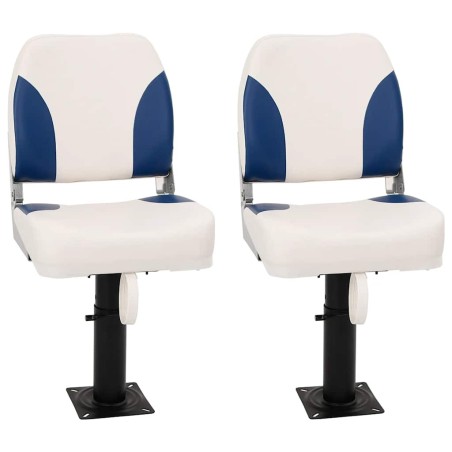 Ensemble de sièges de bateau pliables 4 pcs bleu et blanc 