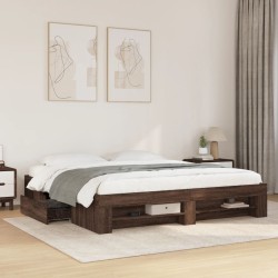 Cadre de lit sans matelas chêne marron 180x200 cm 