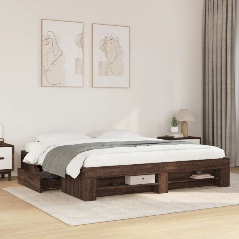 Cadre de lit sans matelas chêne marron 180x200 cm 