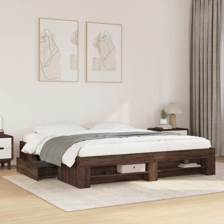 Cadre de lit sans matelas chêne marron 180x200 cm 
