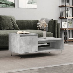 Table basse Gris béton 100x50x45 cm Bois d'ingénierie 