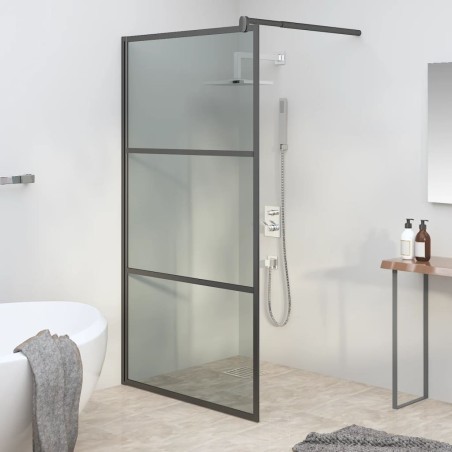Paroi de douche 100x195 cm Verre ESG foncé Noir 