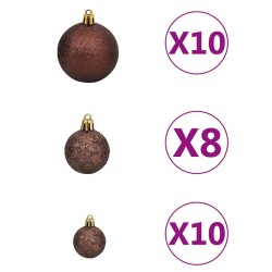Set de boules de Noël avec pic et 300 LED 120pcs Doré et bronze 