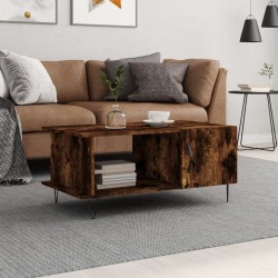 Table basse chêne fumé 90x50x40 cm bois d'ingénierie 