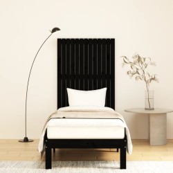 Tête de lit murale Noir 82,5x3x110 cm Bois massif de pin 