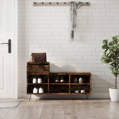 Armoire à chaussures Chêne fumé 102x36x60 cm Bois d'ingénierie 