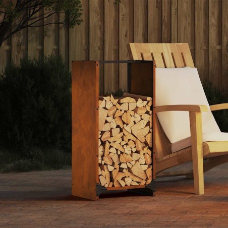 Étagère à bois 40x30x80 cm acier résistant aux intempéries 