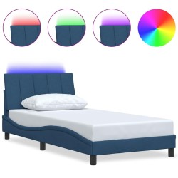 Cadre de lit sans matelas bleu 100x200 cm tissu 