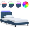 Cadre de lit sans matelas bleu 100x200 cm tissu 
