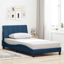 Cadre de lit sans matelas bleu 100x200 cm tissu 