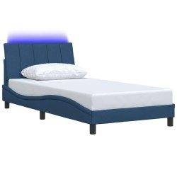 Cadre de lit sans matelas bleu 100x200 cm tissu 