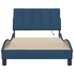 Cadre de lit sans matelas bleu 100x200 cm tissu 