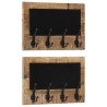 Porte-manteaux muraux et 4 crochets 2 pcs bois manguier massif 