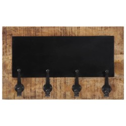 Porte-manteaux muraux et 4 crochets 2 pcs bois manguier massif 
