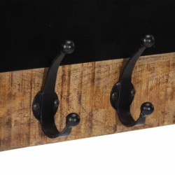Porte-manteaux muraux et 4 crochets 2 pcs bois manguier massif 