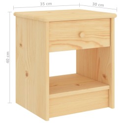 Table de chevet naturel 35x30x40 cm bois de pin massif 